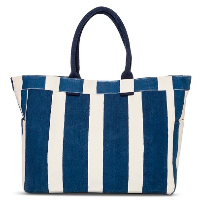 Women's Veritcal Stripes Canvas Tote..
