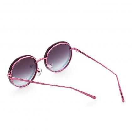 Pink Rounded Flat Lens Sunglasses