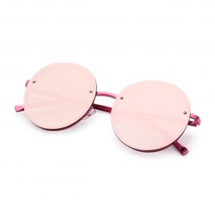 Pink Rounded Flat Lens Sunglasses