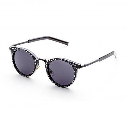 Black Sunglasses With Polka Dot Detail