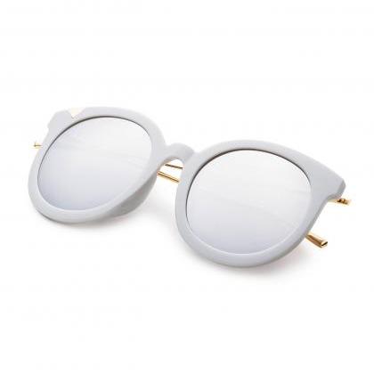 Grey Frame Metal Arm Clear Lens Sunglasses