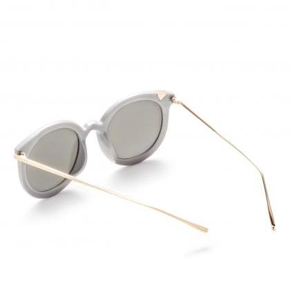 Grey Frame Metal Arm Clear Lens Sunglasses