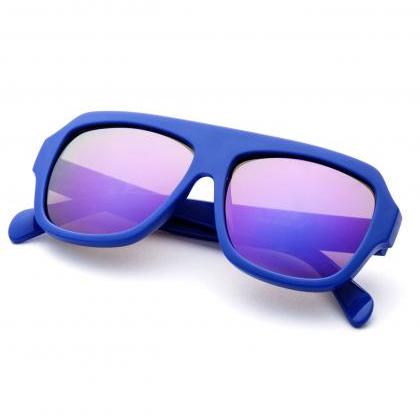 Blue Frame Large Lens Sunglasses