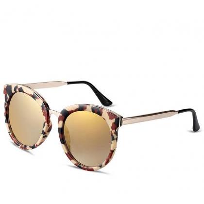 Browline Frame Brown Lenses Leopard Sunglasses