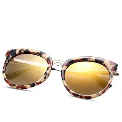 Browline Frame Brown Lenses Leopard Sunglasses