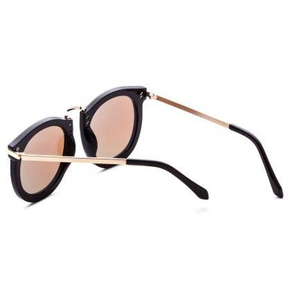 Black Frame Metal Arm Blue Lens Sunglasses