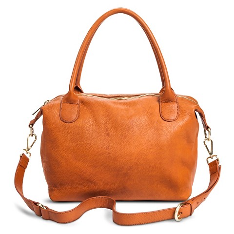 Women's Leather Crossbody Satchel Handbag With Removeable Strap - Congac