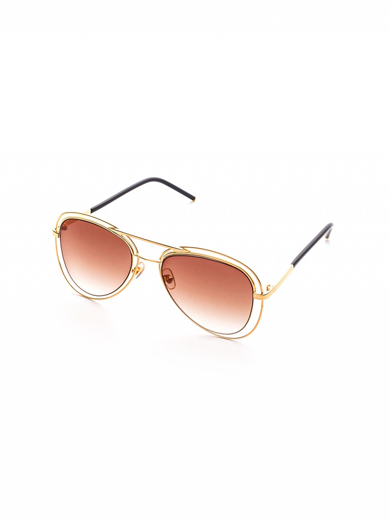 Double Gold Framed Aviators Featuring Brown Coloured Lens